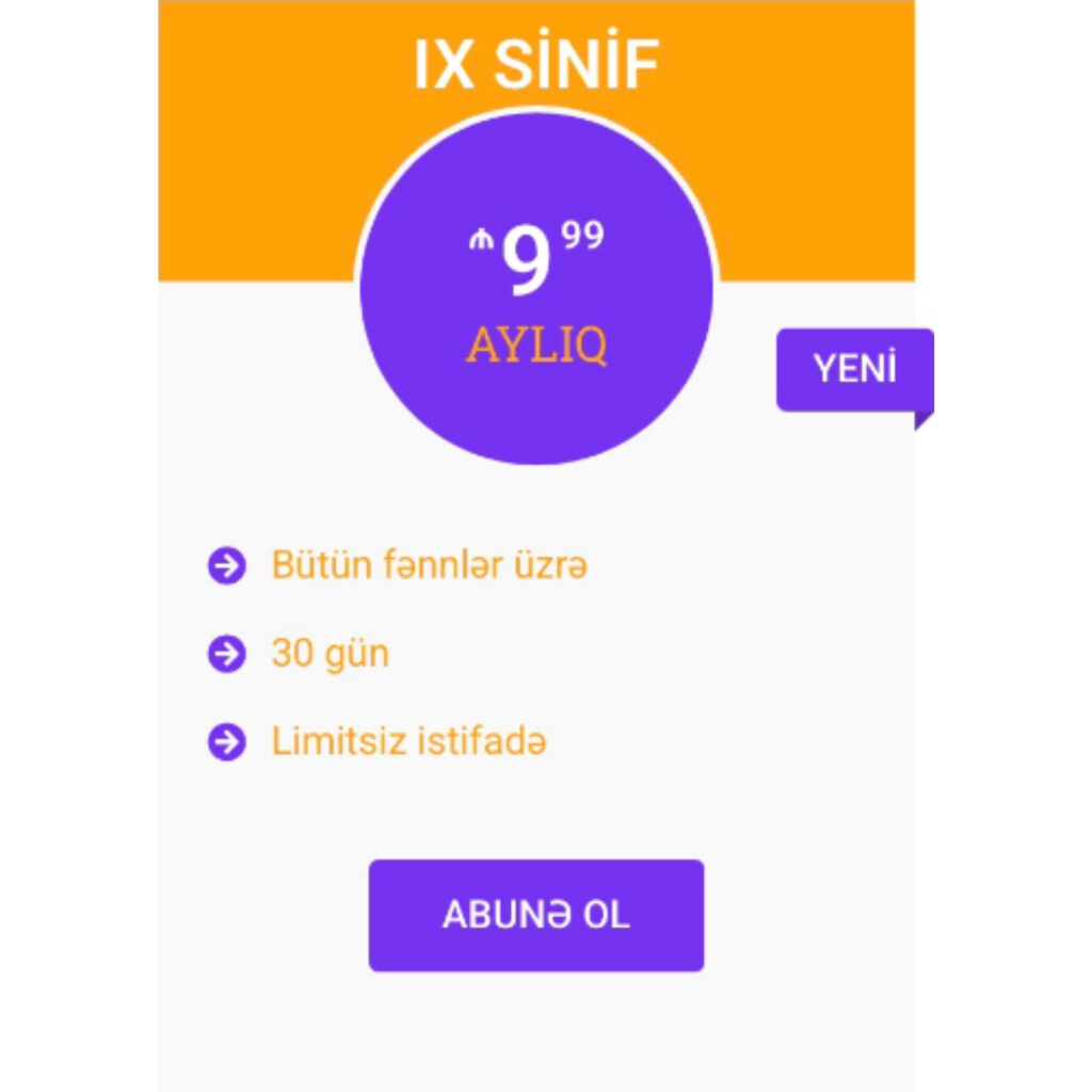 9-cu sinif sınaq imtahanlarına abunəlik